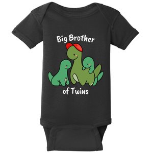 Big Brother of Twins Cute Dinosaur Siblings Baby Bodysuit