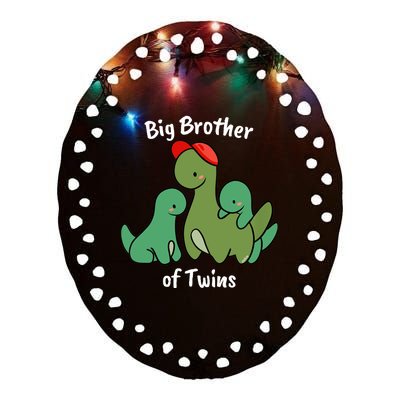 Big Brother of Twins Cute Dinosaur Siblings Ceramic Oval Ornament