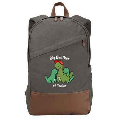 Big Brother of Twins Cute Dinosaur Siblings Cotton Canvas Backpack