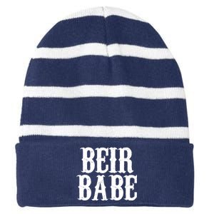 Beir Babe Oktoberfest Funny Striped Beanie with Solid Band