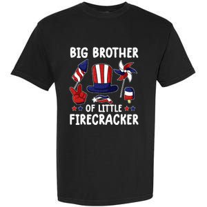 Big Brother Of The Little Firecracker 4th Of July Matching Garment-Dyed Heavyweight T-Shirt