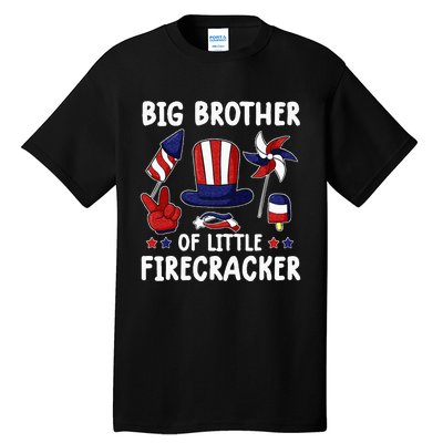 Big Brother Of The Little Firecracker 4th Of July Matching Tall T-Shirt