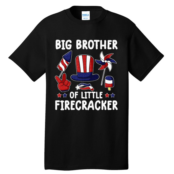 Big Brother Of The Little Firecracker 4th Of July Matching Tall T-Shirt