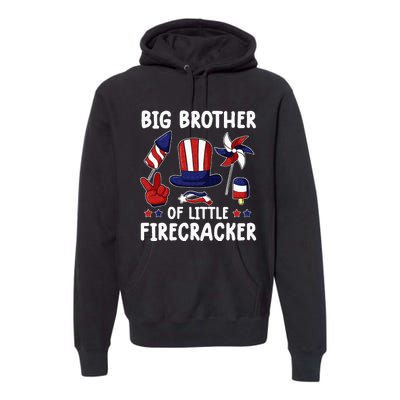 Big Brother Of The Little Firecracker 4th Of July Matching Premium Hoodie