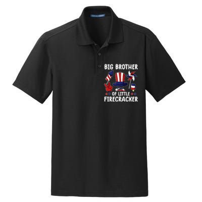 Big Brother Of The Little Firecracker 4th Of July Matching Dry Zone Grid Polo