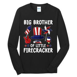 Big Brother Of The Little Firecracker 4th Of July Matching Tall Long Sleeve T-Shirt