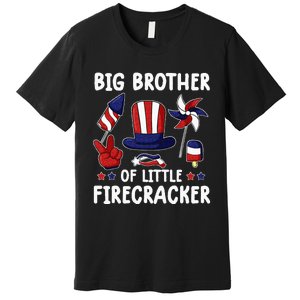 Big Brother Of The Little Firecracker 4th Of July Matching Premium T-Shirt