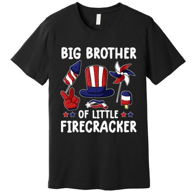 Big Brother Of The Little Firecracker 4th Of July Matching Premium T-Shirt