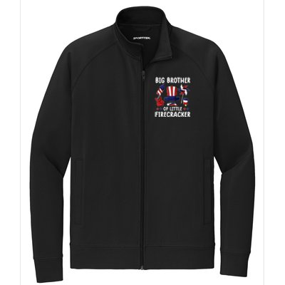 Big Brother Of The Little Firecracker 4th Of July Matching Stretch Full-Zip Cadet Jacket