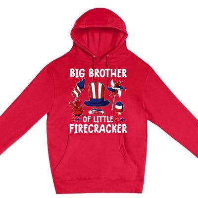 Big Brother Of The Little Firecracker 4th Of July Matching Premium Pullover Hoodie