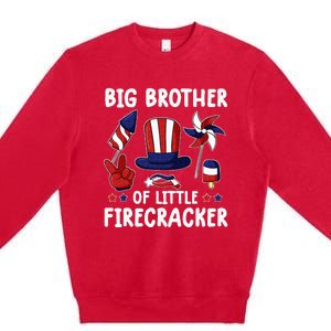 Big Brother Of The Little Firecracker 4th Of July Matching Premium Crewneck Sweatshirt