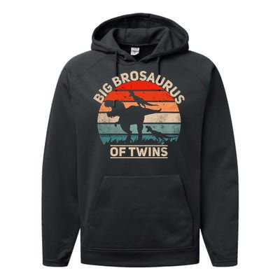 Big Brosaurus Of Twins Big Brother Of Twins Annonce Performance Fleece Hoodie