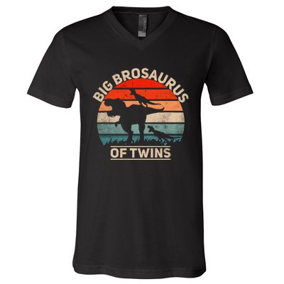 Big Brosaurus Of Twins Big Brother Of Twins Annonce V-Neck T-Shirt