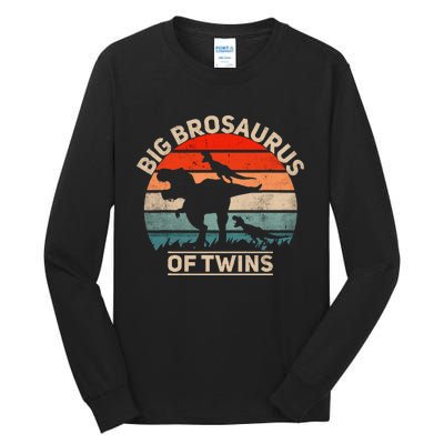 Big Brosaurus Of Twins Big Brother Of Twins Annonce Tall Long Sleeve T-Shirt