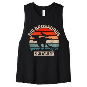 Big Brosaurus Of Twins Big Brother Of Twins Annonce Women's Racerback Cropped Tank