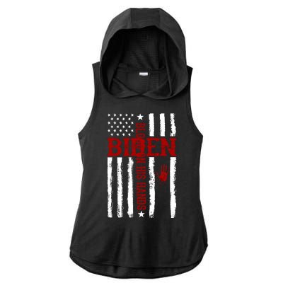 Biden Blood On His Hands American Flag Ladies PosiCharge Tri-Blend Wicking Draft Hoodie Tank