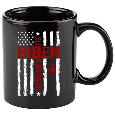 Biden Blood On His Hands American Flag 11oz C Handle Ceramic Mug