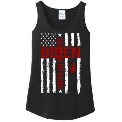 Biden Blood On His Hands American Flag Ladies Essential Tank