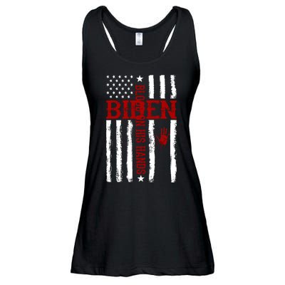 Biden Blood On His Hands American Flag Ladies Essential Flowy Tank