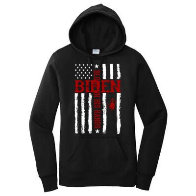 Biden Blood On His Hands American Flag Women's Pullover Hoodie