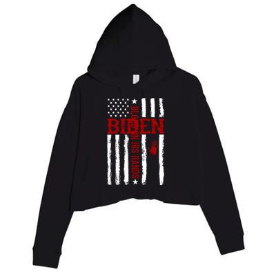 Biden Blood On His Hands American Flag Crop Fleece Hoodie