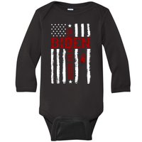 Biden Blood On His Hands American Flag Baby Long Sleeve Bodysuit