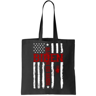 Biden Blood On His Hands American Flag Tote Bag