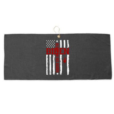 Biden Blood On His Hands American Flag Large Microfiber Waffle Golf Towel