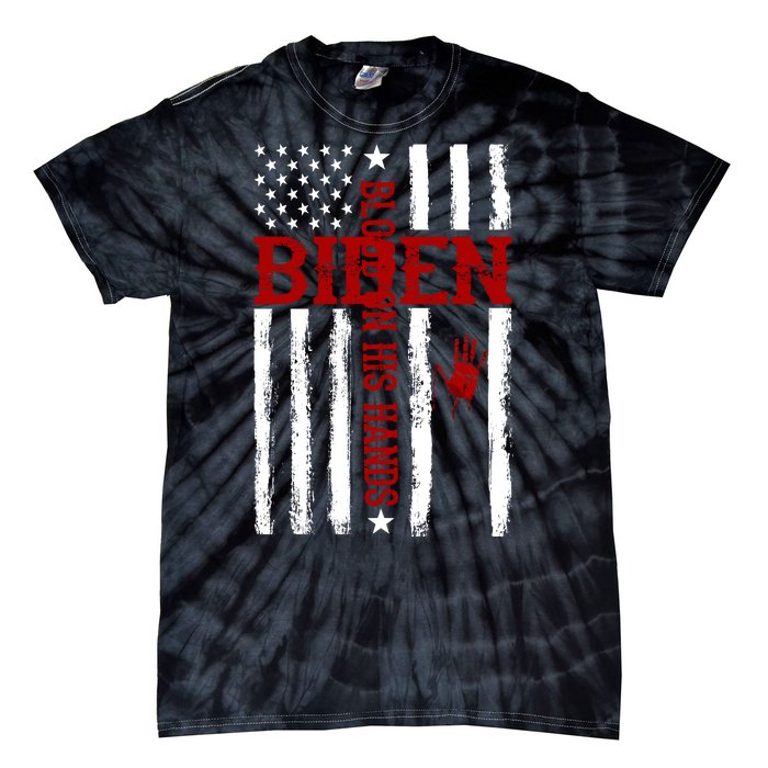 Biden Blood On His Hands American Flag Tie-Dye T-Shirt