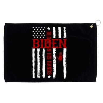 Biden Blood On His Hands American Flag Grommeted Golf Towel