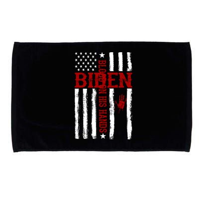 Biden Blood On His Hands American Flag Microfiber Hand Towel