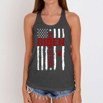 Biden Blood On His Hands American Flag Women's Knotted Racerback Tank