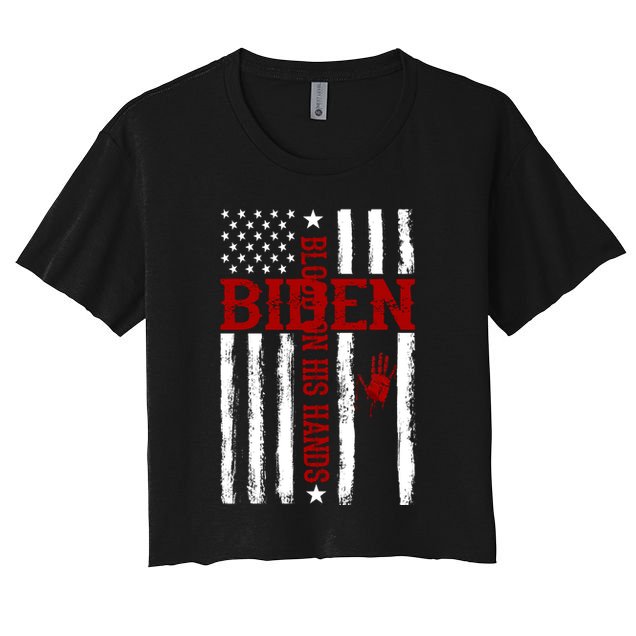Biden Blood On His Hands American Flag Crop Top