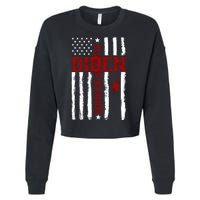 Biden Blood On His Hands American Flag Cropped Pullover Crew