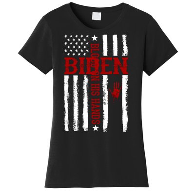 Biden Blood On His Hands American Flag Women's T-Shirt