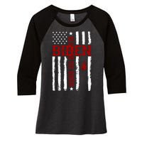 Biden Blood On His Hands American Flag Women's Tri-Blend 3/4-Sleeve Raglan Shirt