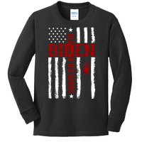 Biden Blood On His Hands American Flag Kids Long Sleeve Shirt