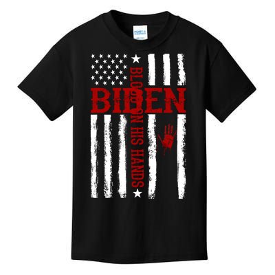 Biden Blood On His Hands American Flag Kids T-Shirt