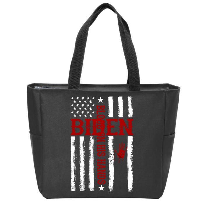 Biden Blood On His Hands American Flag Zip Tote Bag