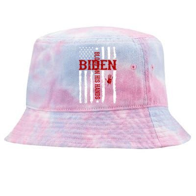 Biden Blood On His Hands American Flag Tie-Dyed Bucket Hat