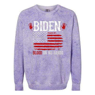 Biden Blood On His Hands Colorblast Crewneck Sweatshirt