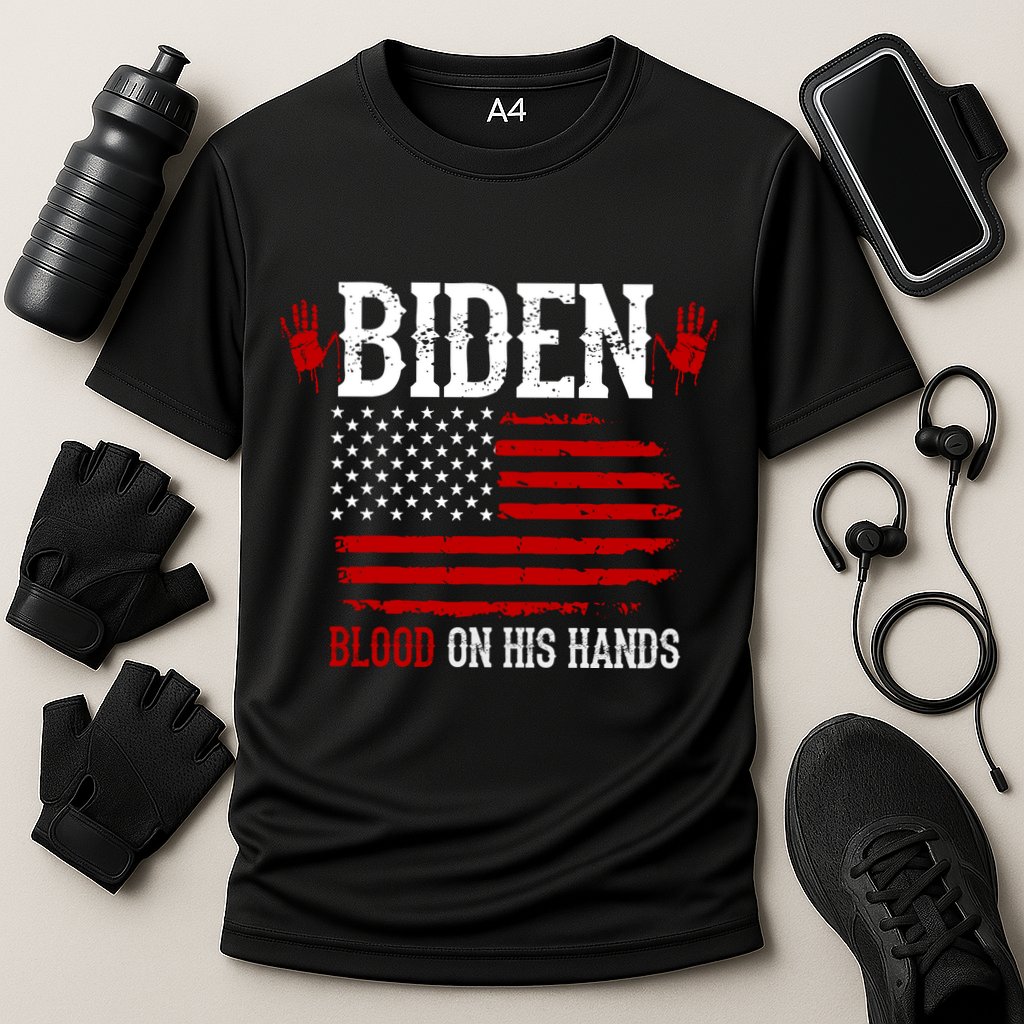 Biden Blood On His Hands Cooling Performance Crew T-Shirt