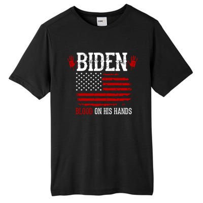 Biden Blood On His Hands Tall Fusion ChromaSoft Performance T-Shirt