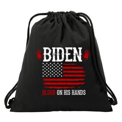Biden Blood On His Hands Drawstring Bag