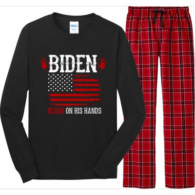 Biden Blood On His Hands Long Sleeve Pajama Set