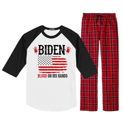 Biden Blood On His Hands Raglan Sleeve Pajama Set