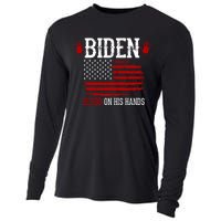 Biden Blood On His Hands Cooling Performance Long Sleeve Crew