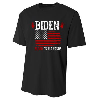 Biden Blood On His Hands Performance Sprint T-Shirt