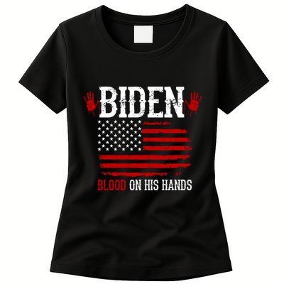 Biden Blood On His Hands Womens T-Shirt