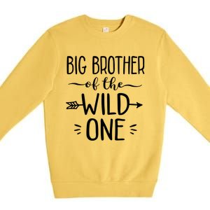 Big Brother Of The Wild One Funny 1st Birthday Safari Gift Premium Crewneck Sweatshirt